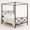 Cama Doble de Dosel de Metal Negro 200x160x210 cm