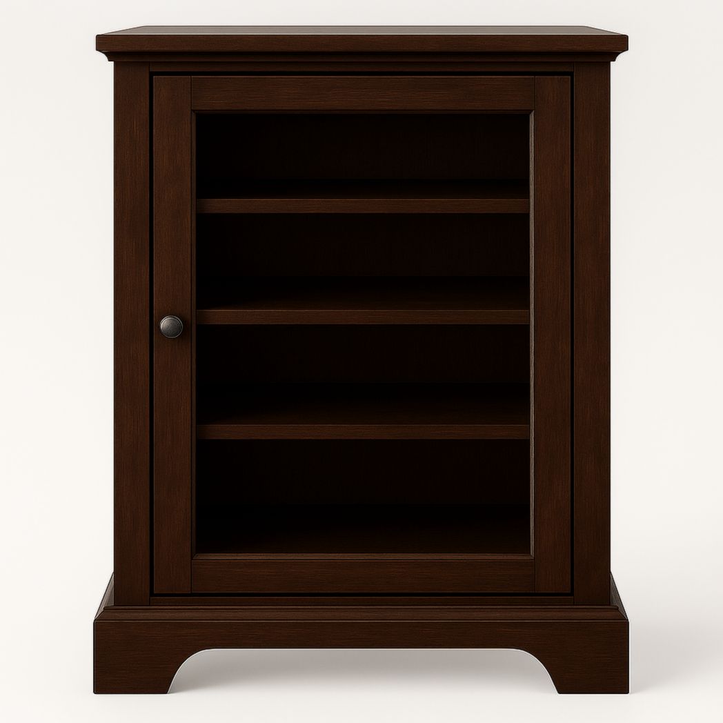 Armario de almacenamiento de madera marrón con puertas de vidrio 75x60x40 cm