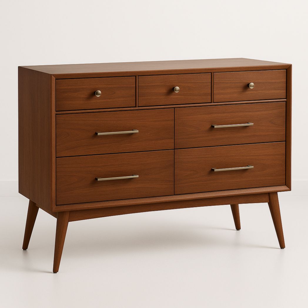 Cajonera de Madera Maciza7 Cajones Marrón 120x45x90 cm