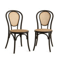 Juego de 2 Sillas de Madera Maciza y Ratán Natural Color Negro 88x43x52 cm