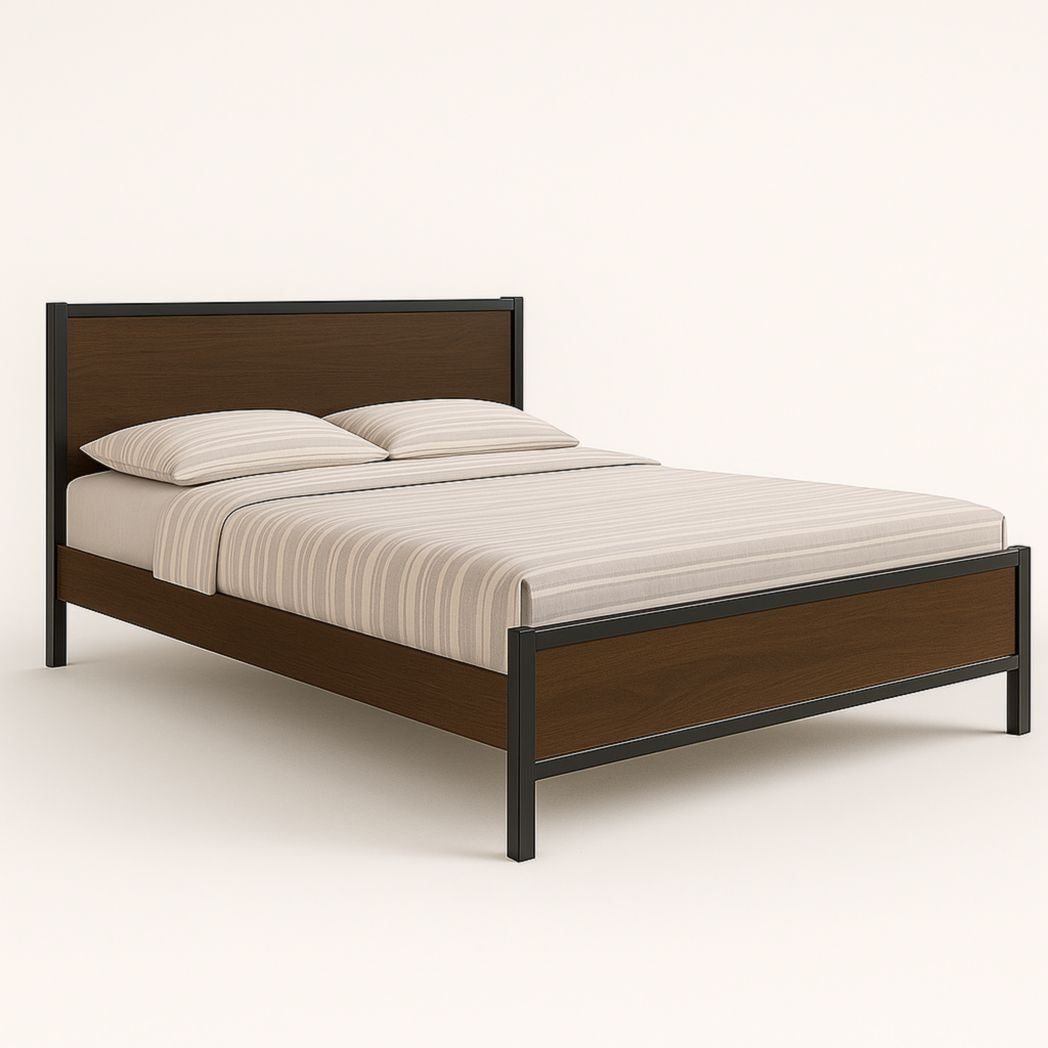 Cama Doble Color Nogal/Negro 200x160x90 cm