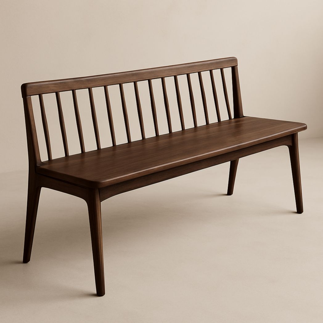 Banco de madera maciza marrón 150cm x 55cm x 80cm