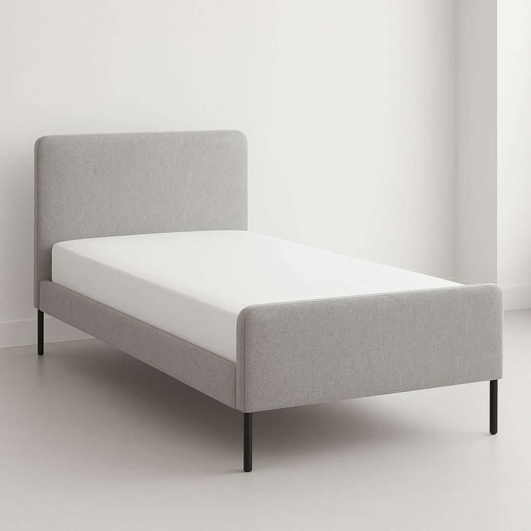 Cama Individual de Estructura Rectangular Tela Poliester Gris 200x90x100 cm