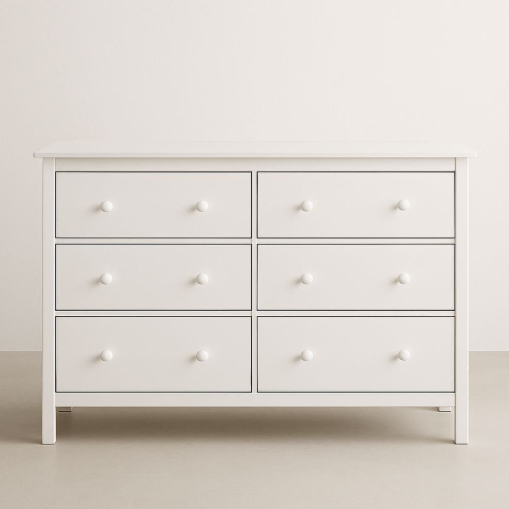 Cómoda de Madera con 6 Cajones Blanco 100cm x 80cm x 40cm