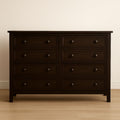 Cómoda con 8 Cajones Rectangular Madera Maciza Marrón Oscuro 120 cm x 90 cm x 45 cm