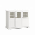 Aparador de Madera/vidrio Blanco 3 Puertas 90x120x40 cm