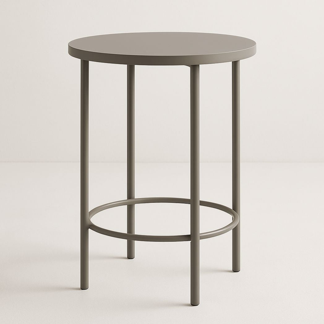 Mesa Auxiliar Redonda de Acero Taupe 55x40 cm