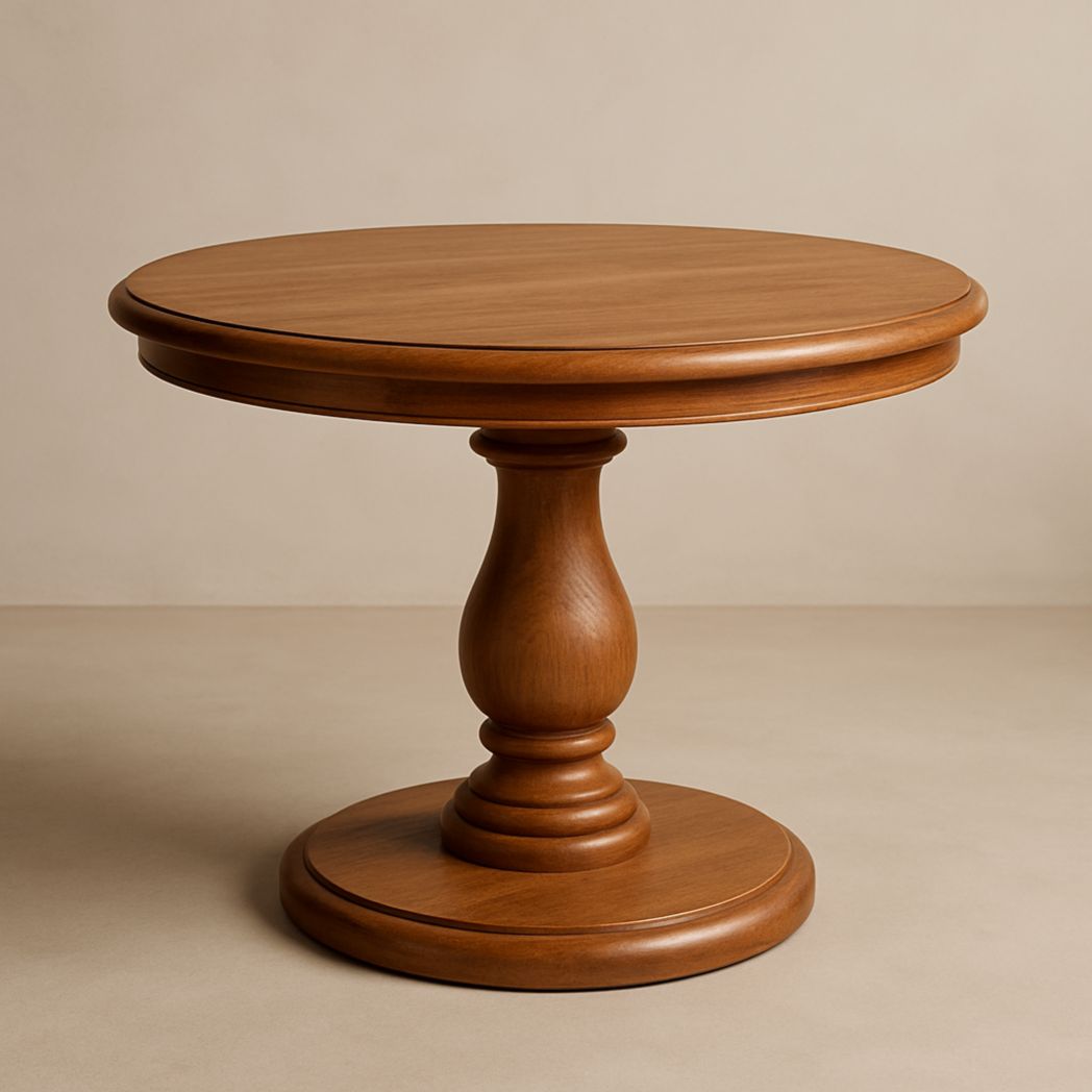 Mesa de comedor redonda de madera, color marrón 100x75 cm