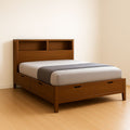 Cama doble de madera de roble con almacenamiento y estantería 200x150x110 cm