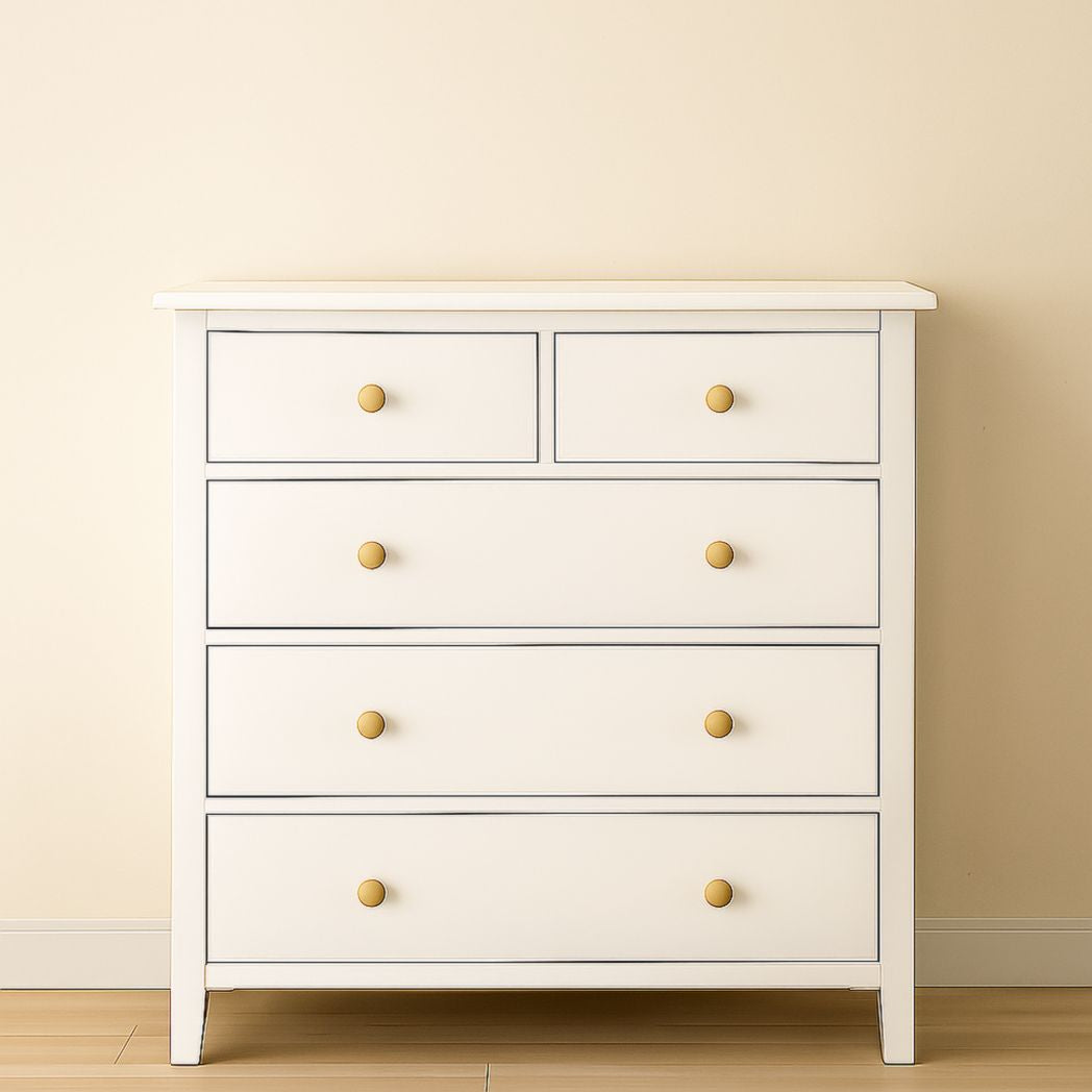 Cómoda de Madera con 5 Cajones Forma Rectangular Blanco 80x100x40cm