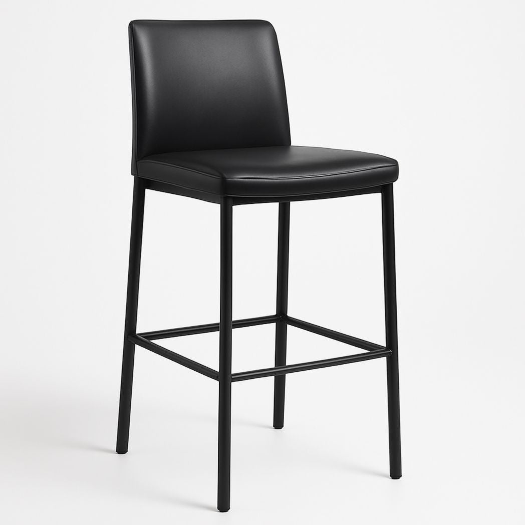 Taburete Alto de PU Asiento Metálico Negro 100x45x50 cm