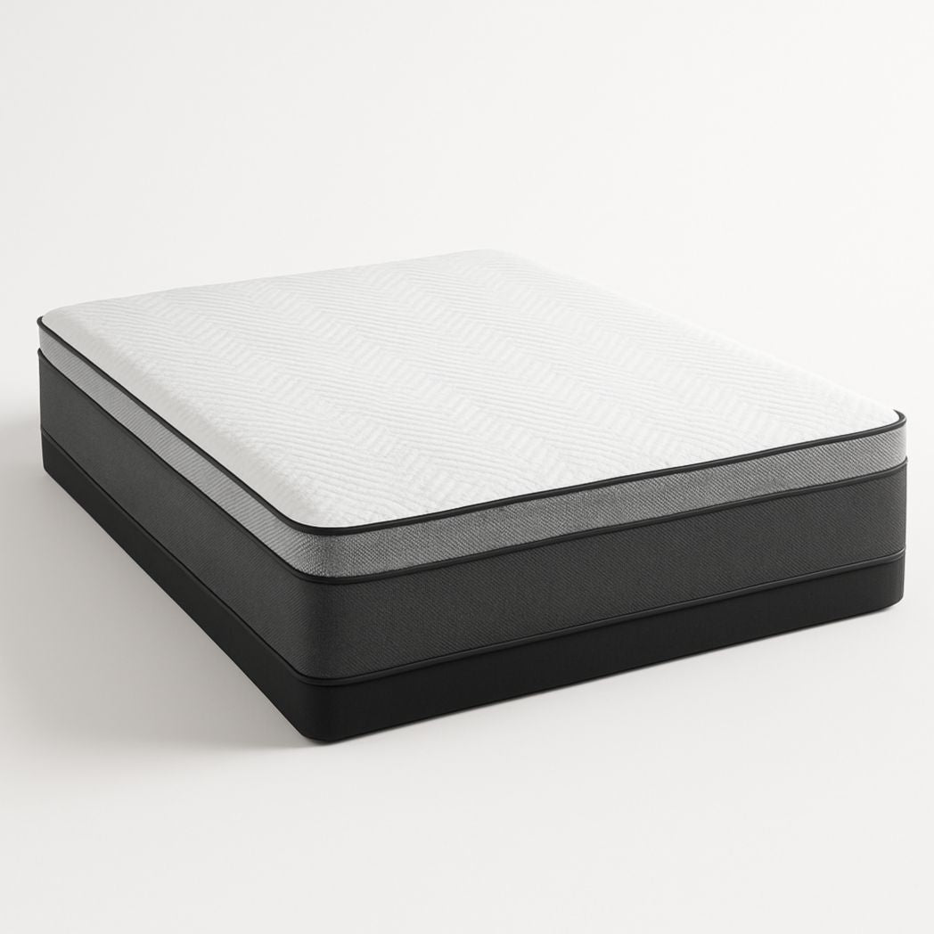 Colchón de espuma viscoelástica en negro/blanco con tejido damasco 180x200x25 cm