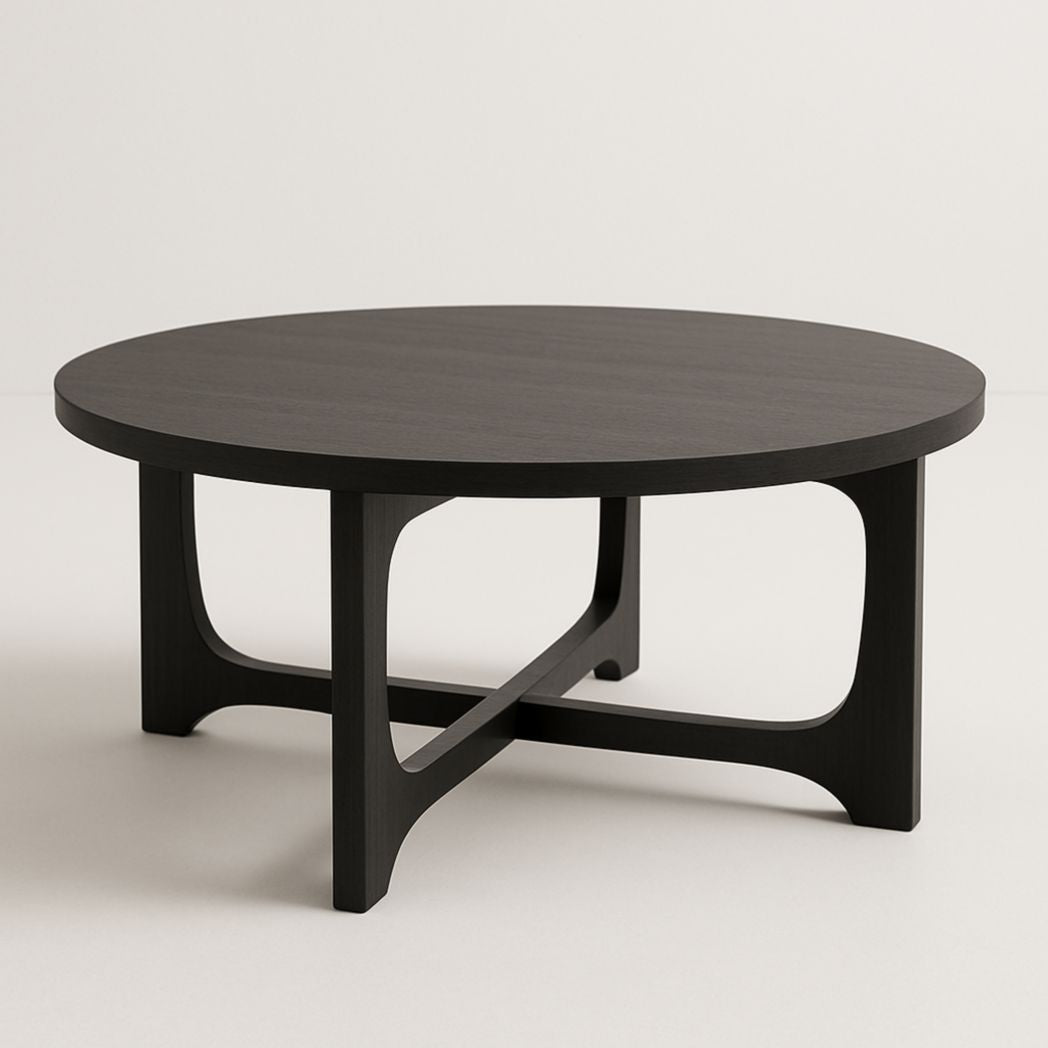 Mesa de centro redonda de MDF marrón 80x45 cm