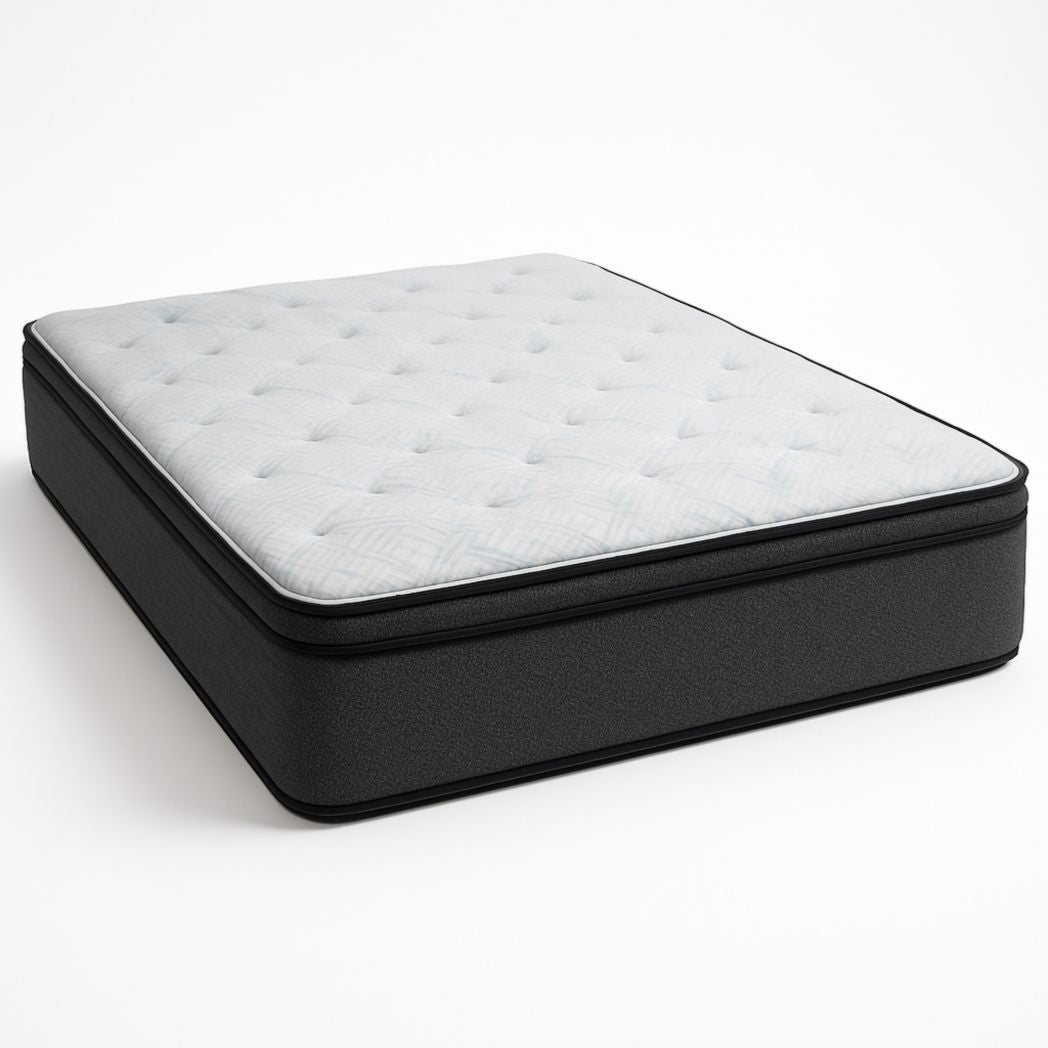 Colchón rectangular blanco/negro de espuma viscoelástica con superficie de algodón 200x160x30 cm