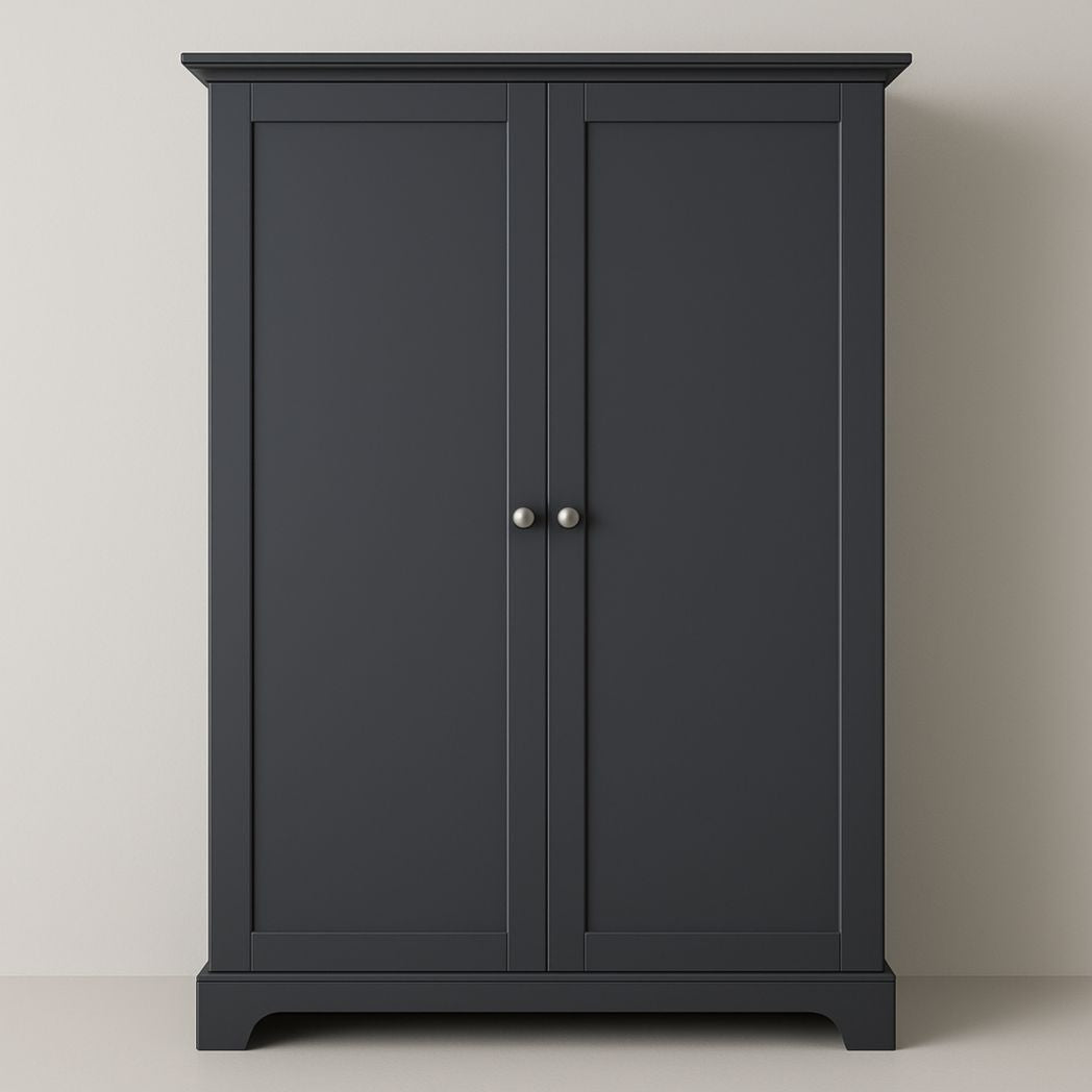 Armario de MDF en color negro grisáceo, 2 puertas, dimensiones 180x120x50 cm