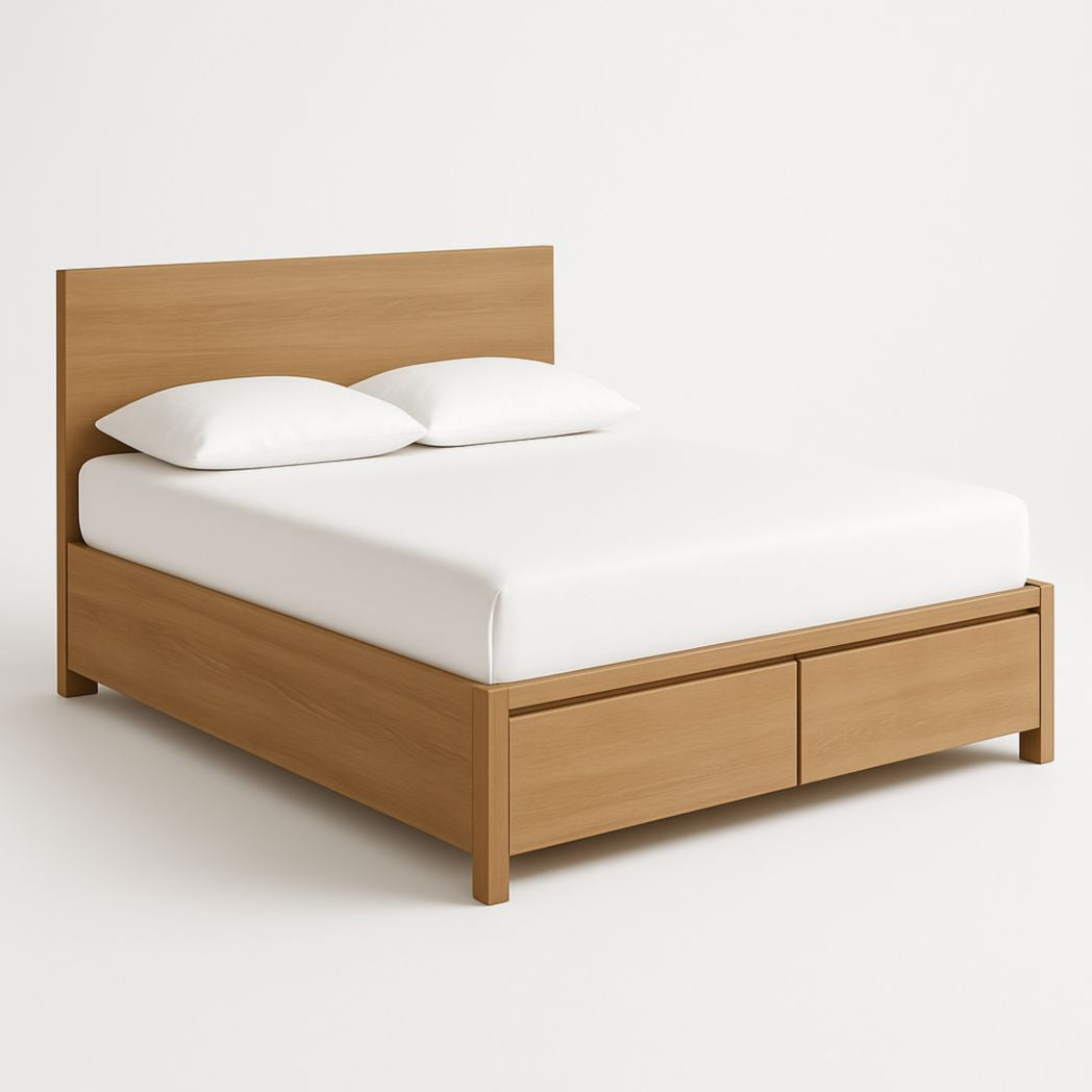 Cama plataforma de madera maciza roble con almacenamiento 200x150x100 cm