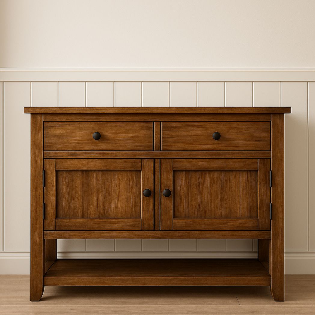 Armario de almacenamiento de madera maciza marrón con cajones y puertas 120x40x85 cm