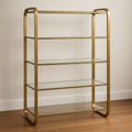 Estantería de Pie de Vidrio Templado 5 Niveles Estructura de Acero Dorado 160cm x 100cm x 35cm
