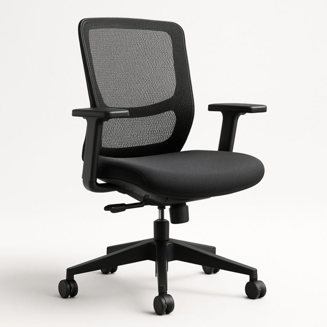 Silla de Oficina con Respaldo de Malla Plástico/Metal Negro Altura Ajustable