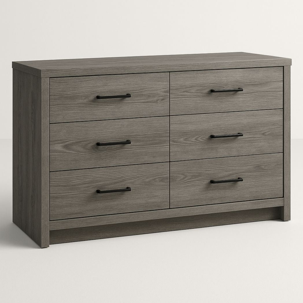 Cajonera de Madera con 6 Cajones en Gris 140x75x45 cm