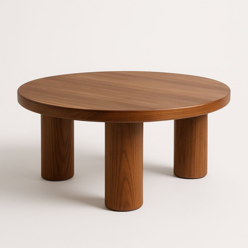 Mesa de Centro Redonda de Madera Marrón 80x40 cm