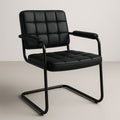Silla Cantilever de Cuero PU Negro con Marco de Acero 85x60x55 cm