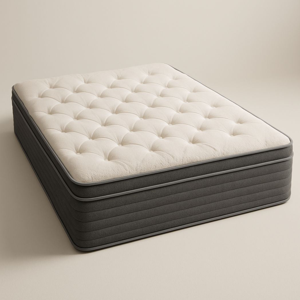 Colchón de espuma viscoelástica blanco/gris con superficie de poliéster, 200x160x30 cm