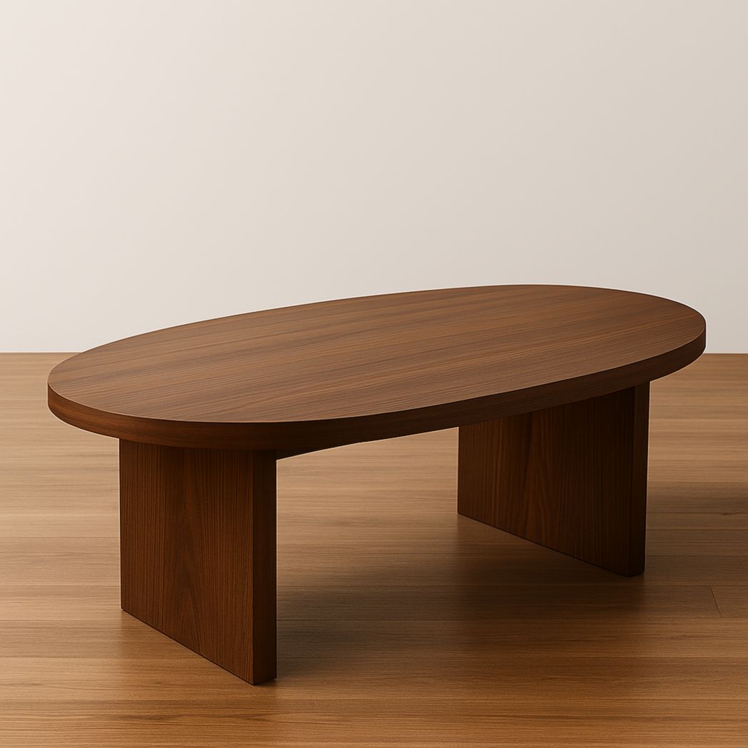 Mesa de Centro Ovalada de Madera Maciza Marrón 120 cm x 60 cm x 35 cm