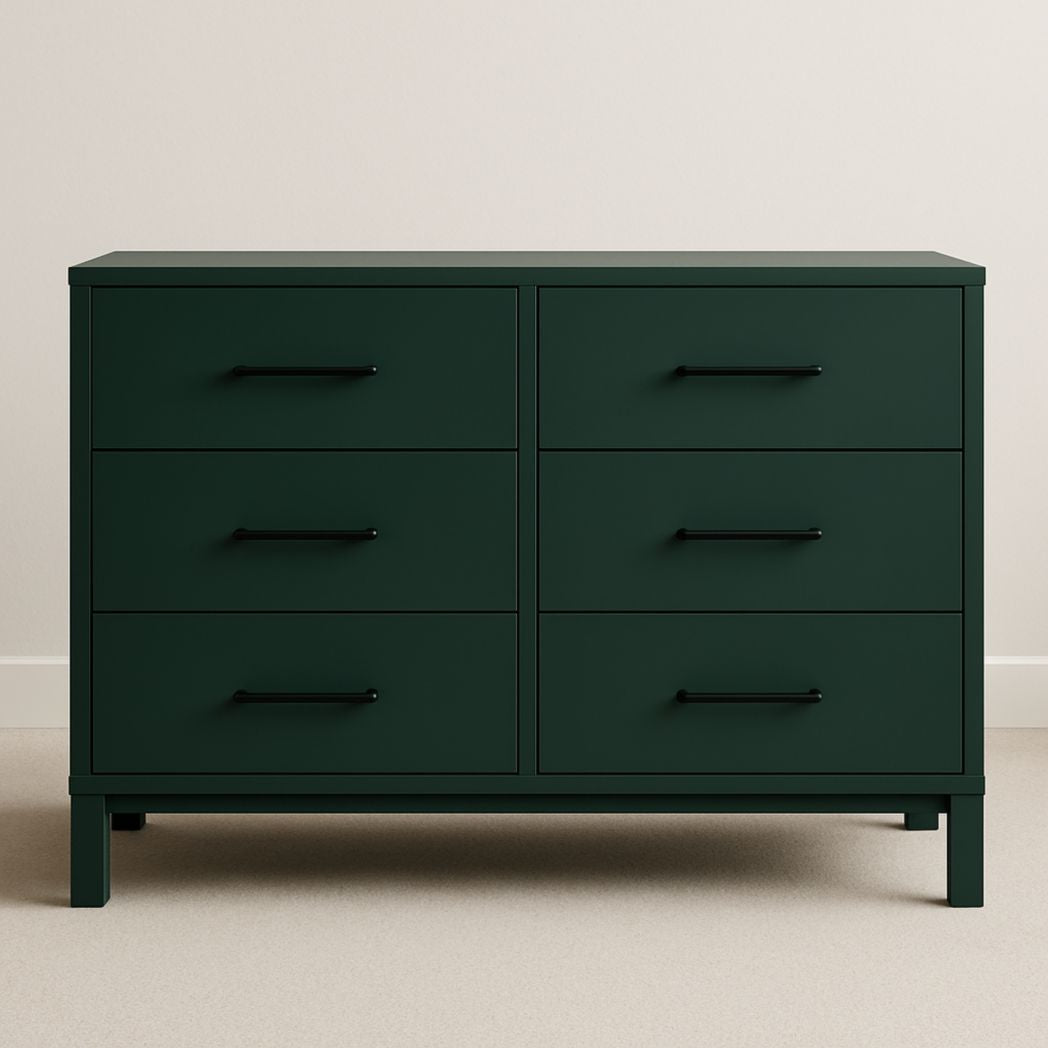 Cómoda de Madera MDF Verde Oscuro con 6 Cajones 120x45x80 cm