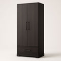Armario de dos puertas y un cajón, color marrón oscuro, 180x80x45 cm
