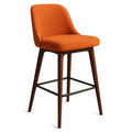 Silla de Bar con Respaldo de Tela Acolchada Naranja y Patas de Madera Maciza Marrón 105x50x55 cm
