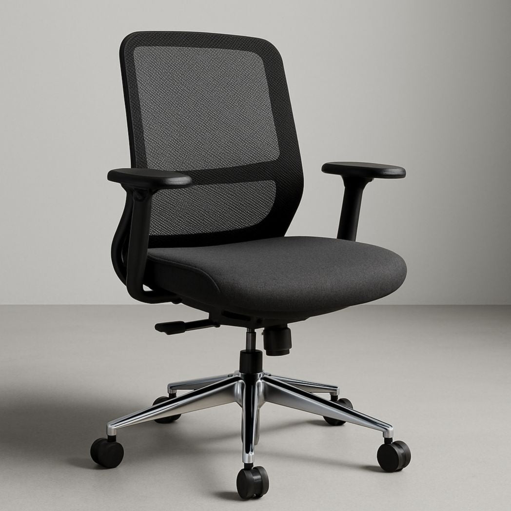 Silla de oficina giratoria con estructura de aleación de cromo, respaldo de malla y altura ajustable 100x60x60 cm