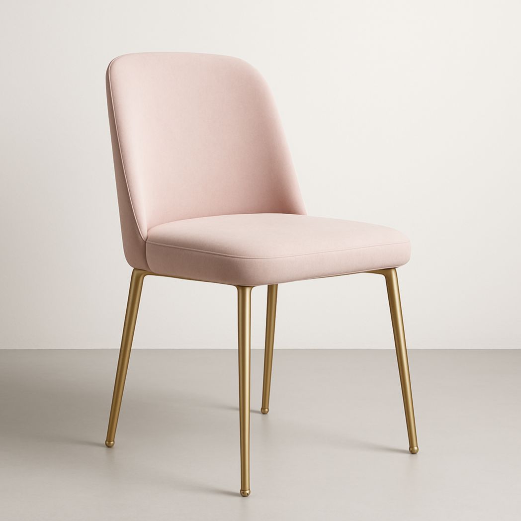 Silla de comedor de tela rosa con patas de tubo de acero dorado 78x50x55 cm