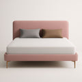 Cama tapizada de tela poliéster Rosa con patas de madera 200x160x100 cm