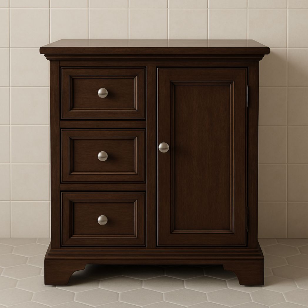 Armario de almacenamiento de madera maciza de acabado oscuro 90cm x 80cm x 40cm