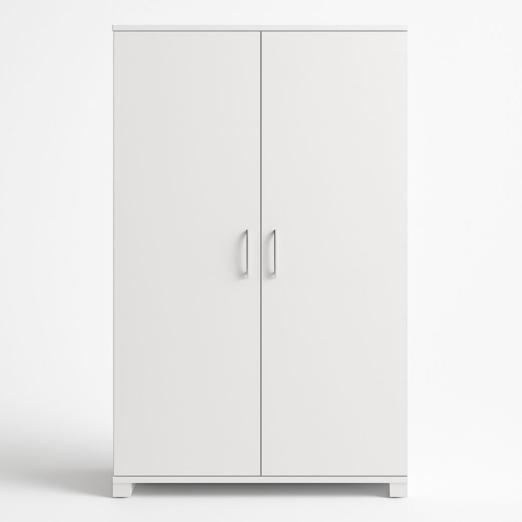 Armario de 2 puertas, color blanco, fabricado en tablero aglomerado, dimensiones 180 x 90 x 50 cm