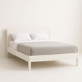Cama individual blanca de madera maciza, 200x150x80 cm.