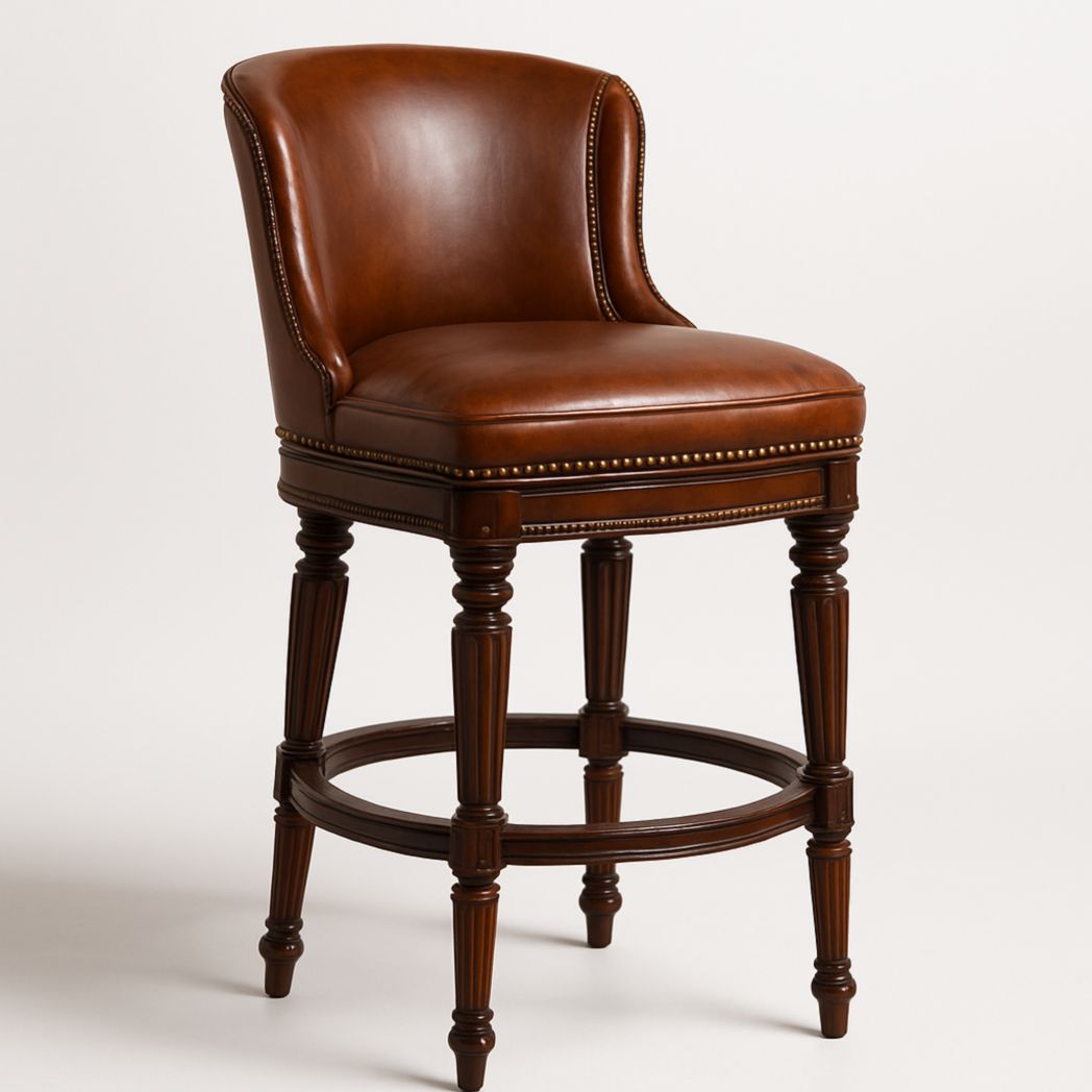 Estructura de madera maciza, taburete de bar con respaldo de cuero PU 103x48x54 cm