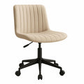 Silla de Oficina Ajustable en Poliéster Beige, Base de Metal Negro, Altura Reg 90x45x50 cm
