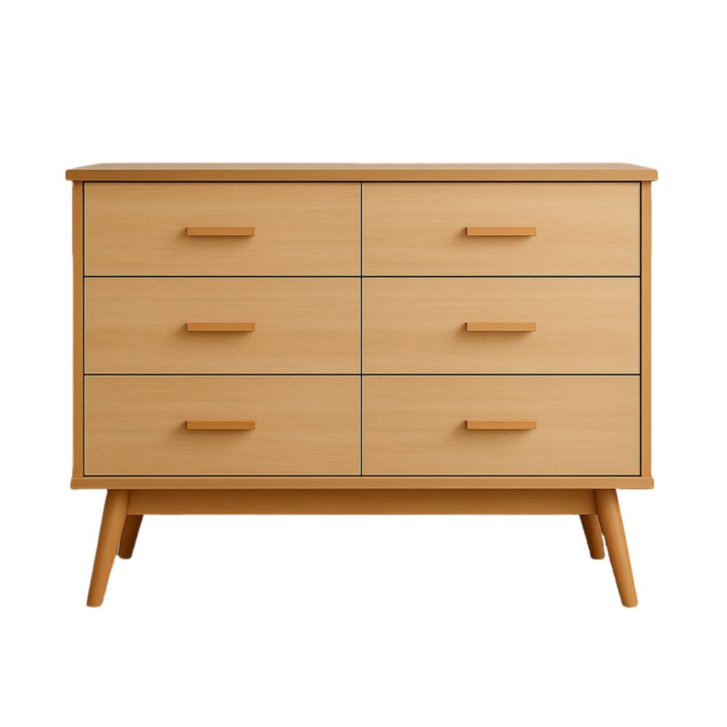 Cómoda de Madera con 6 Cajones Color Madera Claro 120x40x78 cm