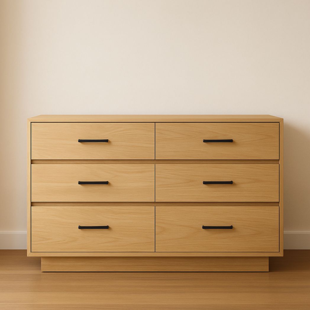 Cómoda de Madera Contrachapada Natural 6 Cajones 120x40x80 cm