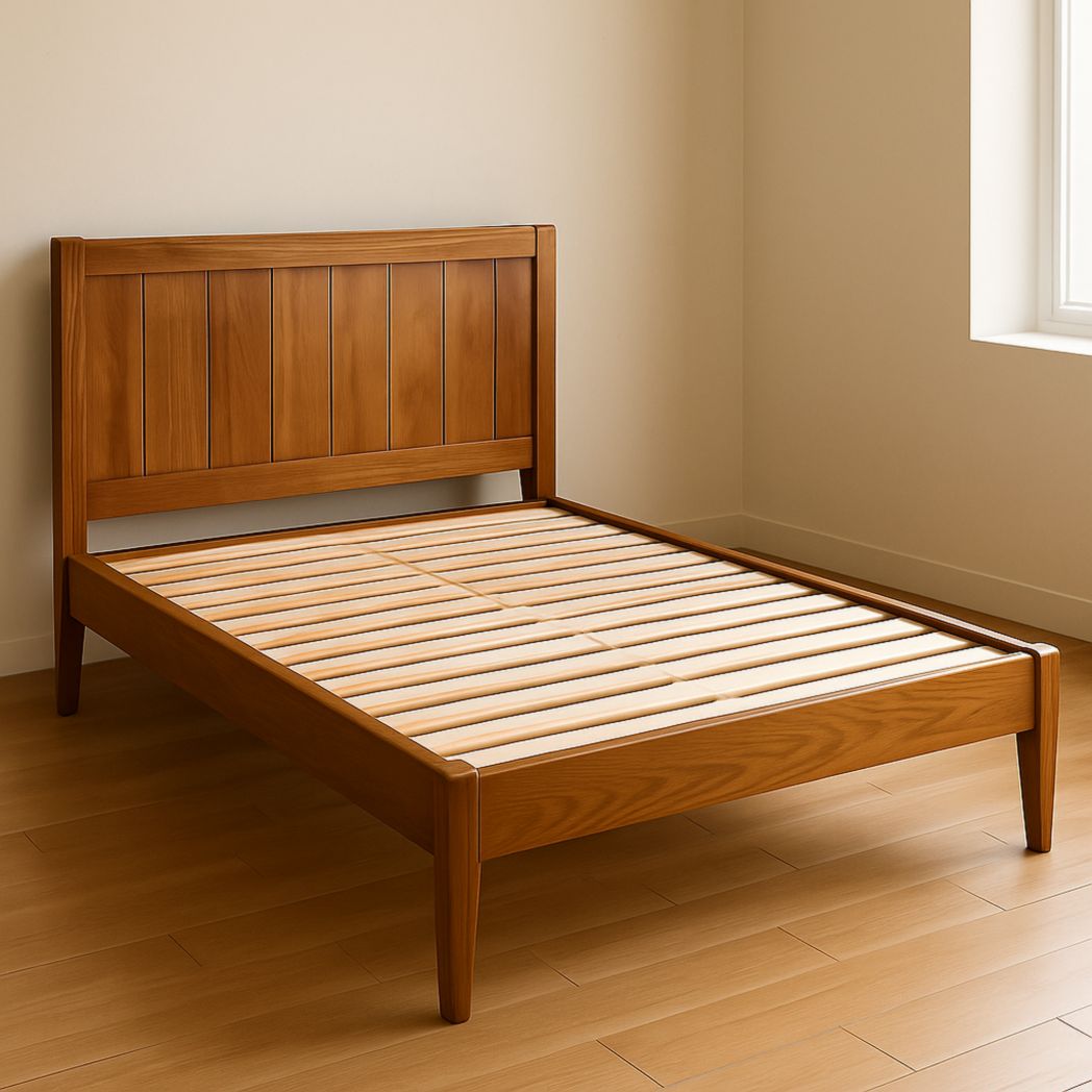 Estructura de cama de listones de madera color marrón, 200x150x100 cm